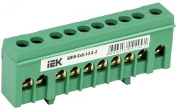 Шина PE земля корпусный изолятор на DIN-рейку ШНИ-6х9-10-К-З YNN10-69-10KD-K06 IEK
