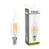 Лампа светодиодная LED 15вт Е14 белый свеча на ветру FILAMENT 38263 FERON