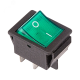 Выключатель клавишный 250V 16А (4с) ON-OFF зеленый с подсветкой (RWB-502, SC-767, IRS-201-1) (в упак. 1шт.), REXANT 06-0304-B REXANT