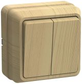 ОКТАВА Выключатель двухклавишный наружный сосна 10А EVO20-K03-10-DC IEK