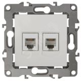 Розетка телефонная двойная 2XRJ11, Эра12, слоновая кость, 12-3106-02 Б0014718 ЭРА