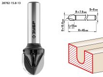 Фреза пазовая галтельная 15.8x13мм, радиус 7.9мм 28782-15.8-13 ЗУБР