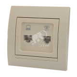 DERIY Розетка RJ45+RJ11 крем 702-0303-143 Lezard