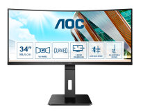 Монитор 34'' VA, 3440x1440, 300 КМ/м2, 3000:1, 1мс, HDMIх2, DP, USB-Hub, Speakers, изогнутый CU34P2A AOC