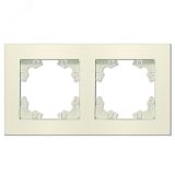 Рамка двухместная горизонтальная Афина слоновая кость (ivory) (еврослот) A0044-I UNIVersal