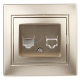 Розетка информационная RJ45, СУ, Plano, шампань, 1-303-04 Б0030087 ЭРА