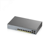 Коммутатор управляемый L2 Smart 10 портов 10/100/1000 Мб/с, 2хSFP, 8хPoE+ 130 Вт 124564 Zyxel