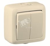 Выключатель двухклавишный наружный слоновая кость IP44 16А ВА16-251-01 HEGEL