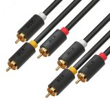 Кабель аудио 3 х RCA на 3 х RCA, 3 м., черный 1000657557 Greenconnect
