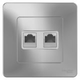 BLANCA скрытой установки розетка двойная компьютерная RJ45, алюминий BLNIS045453 Systeme Electric