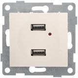 GUSI Bravo механизм розетки USB,  двойной,  скрытая  установка. Цвет  бежевый. С10USB2-003 GUSI ELECTRIC