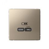ARTGALLERY USB розетка тип-С 65Вт высокоскор.заряд. QC, PD, механизм, шампань GAL000527 Systeme Electric