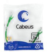 Патч-корд U/UTP, категория 5е, 2xRJ45/8p8c, неэкранированный, зеленый, PVC, 0.3м 7659c Cabeus