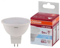 Лампа светодиодная LED 5Вт GU5.3 4000К 400лм 230V FR MR16 (замена 50Вт) OSRAM LS 4058075480490 LEDVANCE