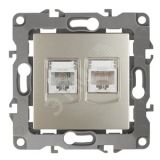 Розетка комбинированная RJ45+RJ11, Эра12, шампань, 12-3109-04 Б0018251 ЭРА