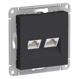 Розетка ATLASDESIGN двойная компьютерная RJ45+RJ45 категория 5E механизм карбон ATN001085 Systeme Electric