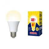 Лампа светодиодная LED-A60-16W/WW/E27/FR/NR Форма A, матовая. Серия Norma. Теплый белый свет (3000K). Картон. ТМ Volpe UL-00004027 Uniel
