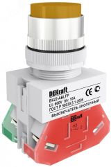 Выключатель кнопочный с фиксацией ABFP d22 мм желтая LED 220В ВK-22 25138DEK Dekraft