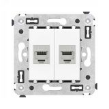 Avanti Компьютерная розетка RJ-45 без шторки в стену, кат.6 двойная экранированная,  Белое облако 4400794 DKC