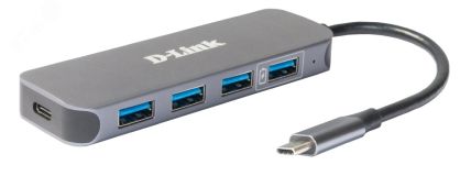 Концентратор  4 порта USB 3.0, 1 портом USB Type-C/PD 3.0 и разъемом USB Type-C 134514 D-Link
