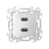 Розетка 2xUSB 2.0 для передачи данных цвета алюминий S24 Harmonie 2411090-033 Simon