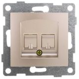 GUSI Bravo механизм розетки  компьютерной и телефонной (RJ45, RJ12), скрытая установка.  Цвет золото. С10КТ-005 GUSI ELECTRIC