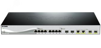Коммутатор настраиваемый L2 12 портов, 8хRJ45 10 Гб/с, 2хRJ45/SFP+, 2хSFP+ 118210 D-Link