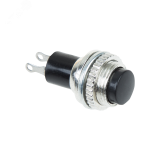 Выключатель-кнопка металл 220V 2А (2с) (ON)-OFF 10.2 черная Mini, REXANT 36-3330 REXANT