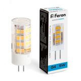 Лампа светодиодная LED 5вт 230в G4 дневной капсульная 25862 FERON