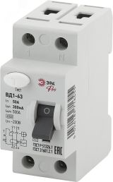 УЗО ВД1-63 Электромеханическое 1P+N 50А 300mA NO-902-70 Pro Б0031909 ЭРА