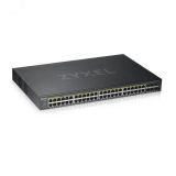 Коммутатор управляемый 48 портов. PoE+ 100/1000 М/с. 4xCombo 2хRJ45. 1xSFP+. 375Вт 124579 Zyxel