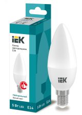 Лампа светодиодная C35 свеча 5Вт 230В 4000К E14 IEK LLE-C35-5-230-40-E14 IEK