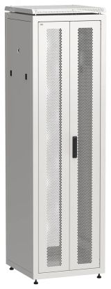 Шкаф напольный сетевой 19' LINEA N 42U 600х600мм передняя распашная перфорированная дверь задняя перфорированная серый LN35-42U66-2PP ITK