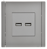 FORTE&PIANO Розетка USB A+A 3,1А FP549 сталь IEK FP-U21-D31-K46 IEK