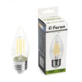 Лампа светодиодная LED 7вт Е27 белый свеча FILAMENT 38271 FERON