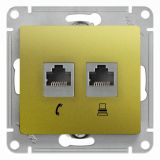 GLOSSA Розетка двойная RJ11+RJ45 категория 5E механизм фисташковый GSL001085 Systeme Electric
