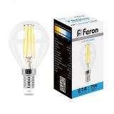 Лампа светодиодная LED 7вт Е14 дневной шар FILAMENT 38221 FERON