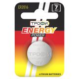 Батарейка Трофи CR2016-1BL ENERGY POWER Lithium (10/240/38400) Б0003648 ЭРА