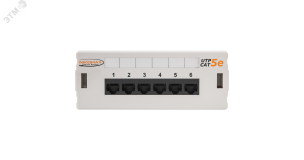 Панель настенная, 6 портов, Кат.5e, RJ45/8P8C, неэкран., светло-серая ЭКО16974 NIKOMAX