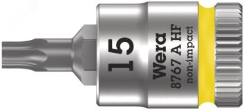 Головка торцевая 8767 A HF TORX Zyklop со вставкой DR 1/4 с функцией фиксации крепежа TX 15 x 28 мм WE-003363 Wera