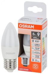 Лампа светодиодная LED Star Свеча 5Вт (замена 40Вт), 470Лм, 4000К, цоколь E27 OSRAM 4058075696891 LEDVANCE