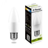 Лампа светодиодная LED 9вт Е27 белый матовая свеча 25937 FERON