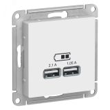 Розетка ATLASDESIGN USB 5В 1 порт x 2,1 А 2 порта х 1,05 А механизм белый ATN000133 Systeme Electric