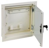 Шкаф мультимедиа LINEA R настенный встраиваемый 400х400мм дверь стеклянная белый RAL9016 LR16-4H41-G ITK