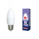 Лампа светодиодная LED-C37-11W/DW/E27/FR/NR . Форма свеча, матовая. Серия Norma. Дневной белый свет (6500K). Картон. ТМ Volpe UL-00003813 Uniel