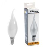 Лампа светодиодная LED 15вт Е14 теплый матовая свеча на ветру FILAMENT 38260 FERON