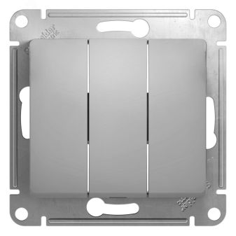 GLOSSA Выключатель трехклавишный в рамку алюминий схема 3 GSL000331 Systeme Electric