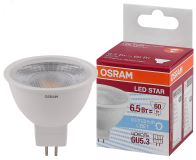Лампа светодиодная LED 6,5Вт GU5.3 5000К 520лм 230V CL MR16 (замена 60Вт) OSRAM LS 4058075481251 LEDVANCE