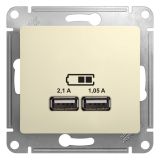 Розетка GLOSSA USB 5В/2100мА 2х5В/1050мА механизм бежевый GSL000233 Systeme Electric