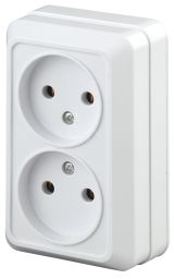 Розетка 2х2P, 16А-250В, ОУ, б.м.п., Quadro, белый, 2Э-203-01 Б0038871 ЭРА